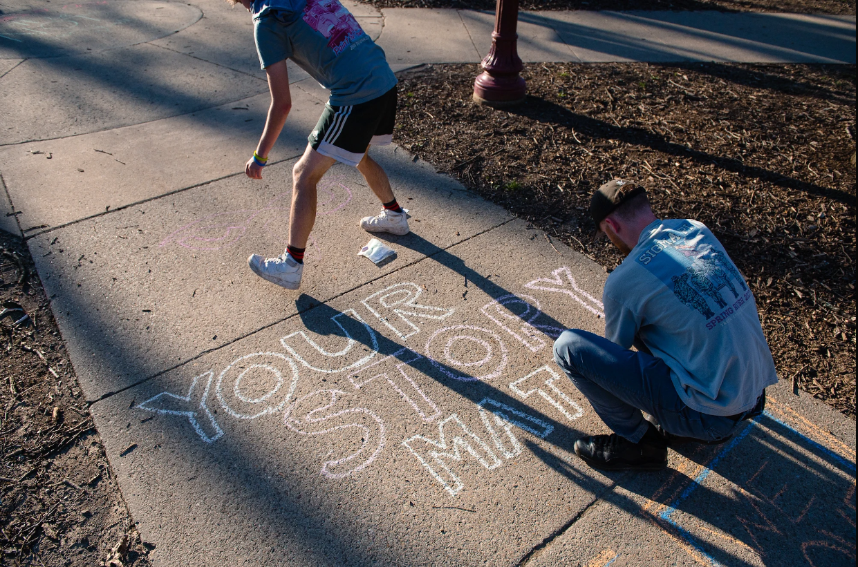 chalking the words your story matters