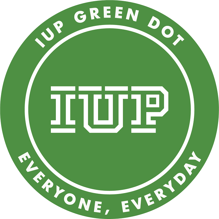Green dot with the words IUP green dot, everyone, everyday