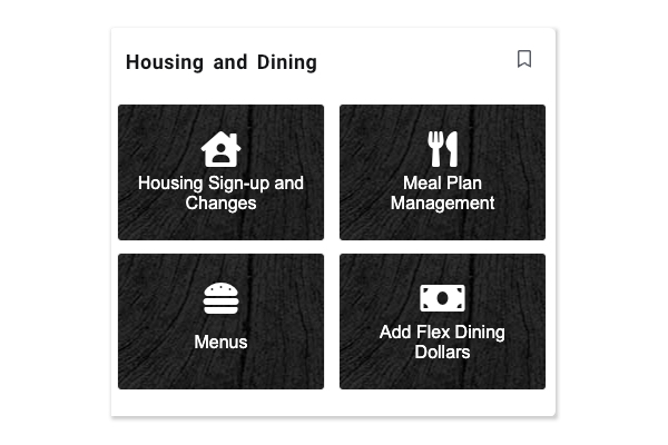 screenshot of the housing and dining card