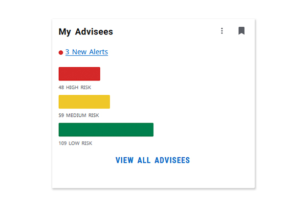 screenshot of the my advisees card
