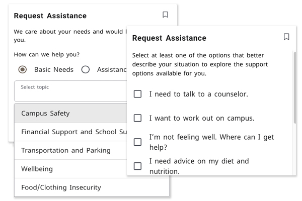 screenshot of the request assistance card