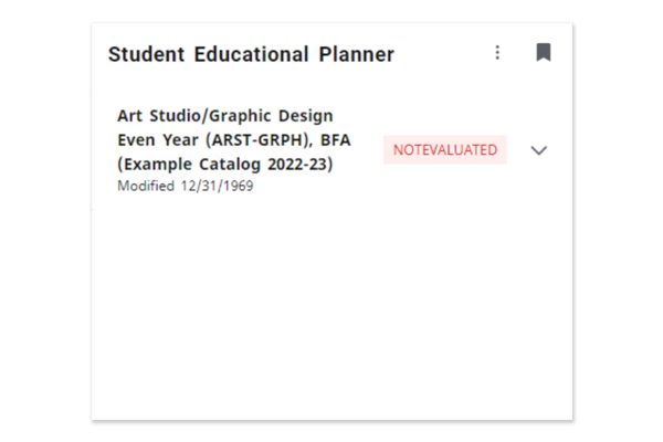 screenshot of the student education planner card