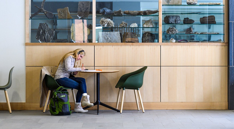 A student studying at a desk