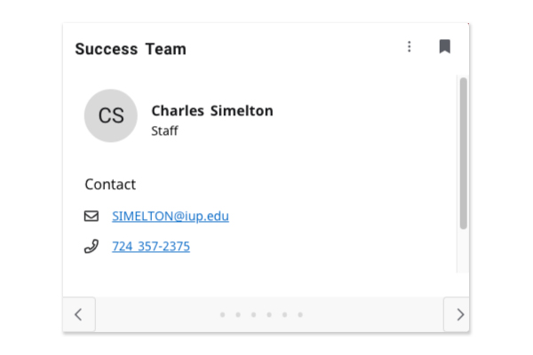 screenshot of the success team card