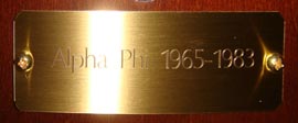 Alpha Phi 1965-1983 plaque Alpha Phi 1965-1983 plaque