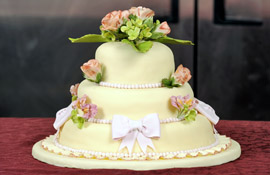Award-winning competition cake with fondant frosting and gum paste flowers Award-winning competition cake with fondant frosting and gum paste flowers