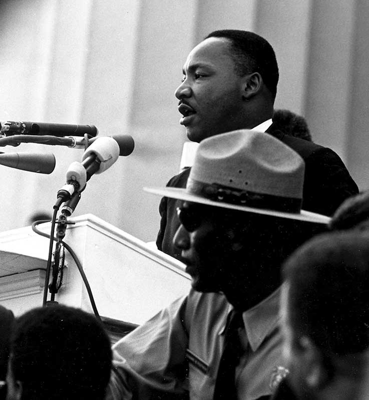 Martin Luther King, Jr. speaking during the March on Washington