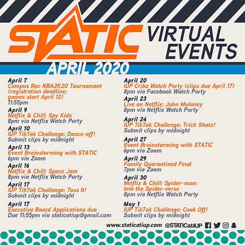 STATIC April 2020 virtual events