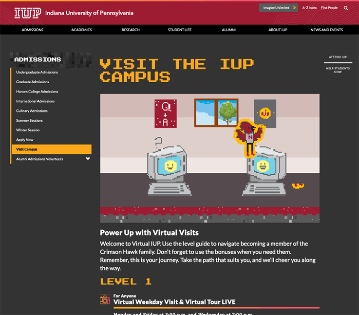 The Virtual IUP website