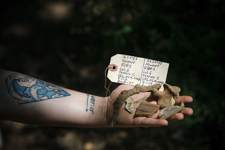 Artifacts discovered by archaeology students on site at Newport Village, near Blairsville