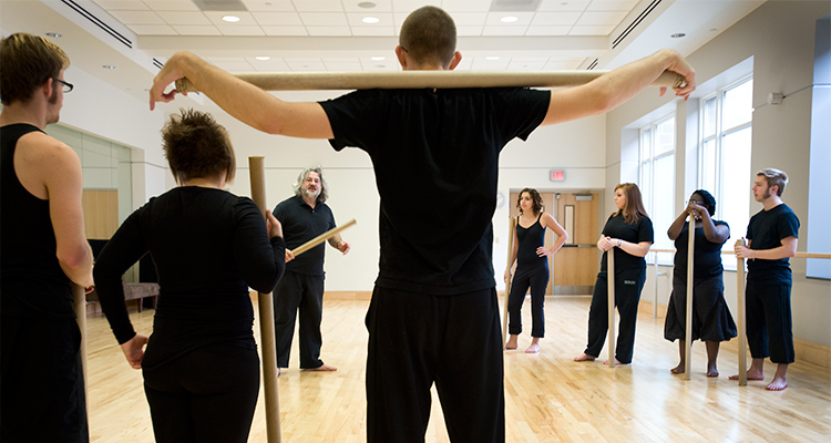 Students practicing for a Fine Arts performance