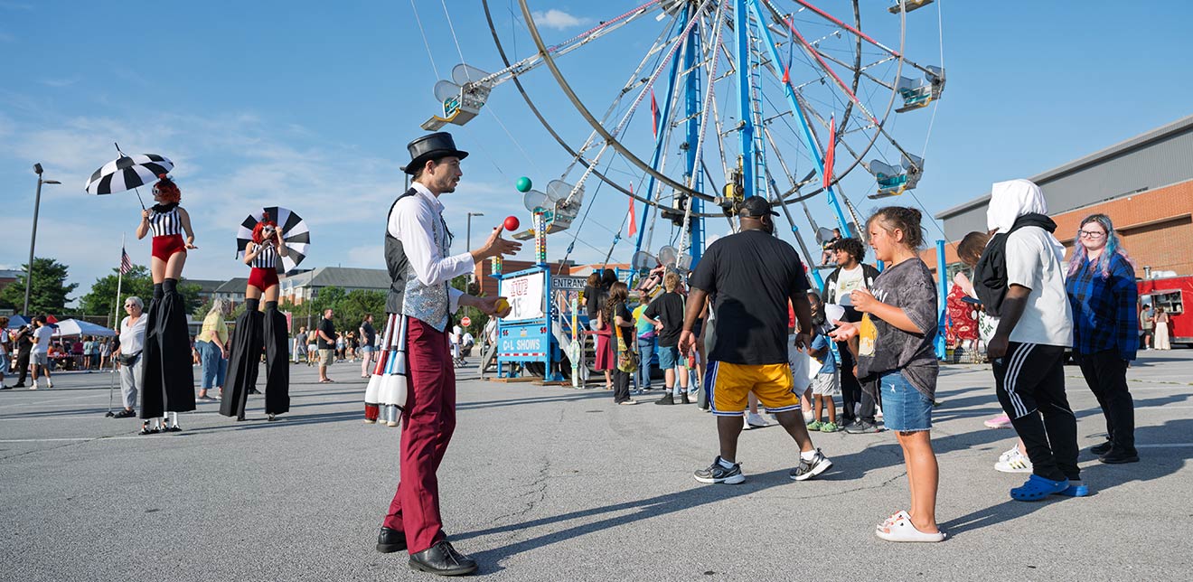 Performers entertained the crowd at the IUP Sesquicentennial Kickoff Carnival.