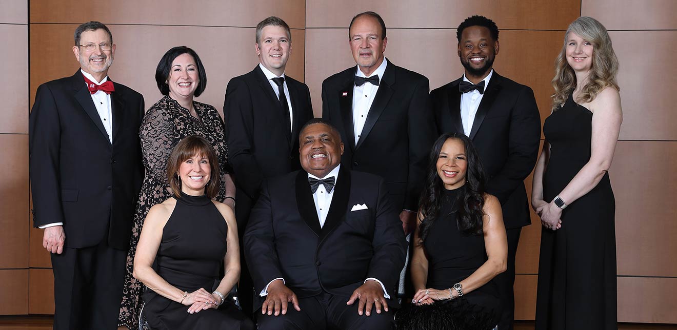 2025 Distinguished Alumni Award recipients with IUP President Michael Driscoll and University Advancement staff