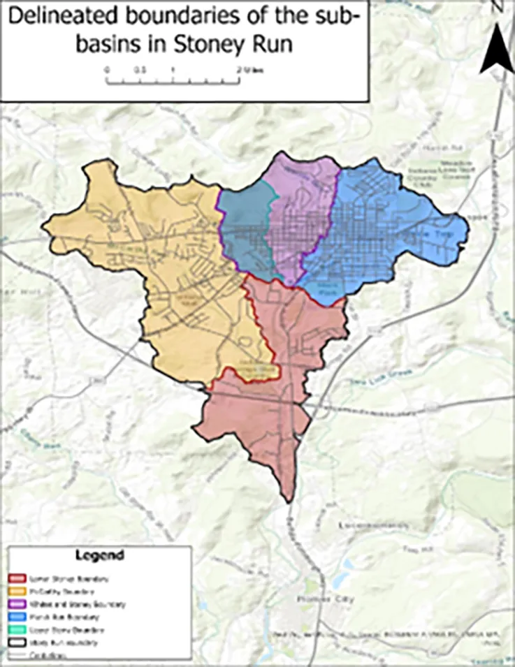 a map with sections outlined