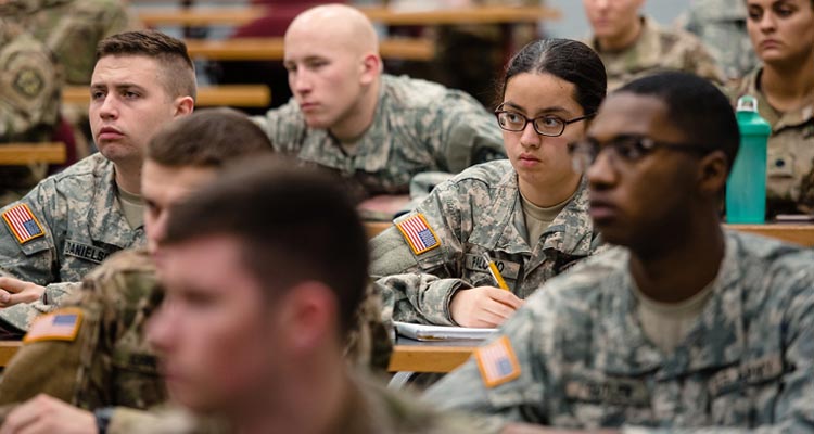Military Science students in class