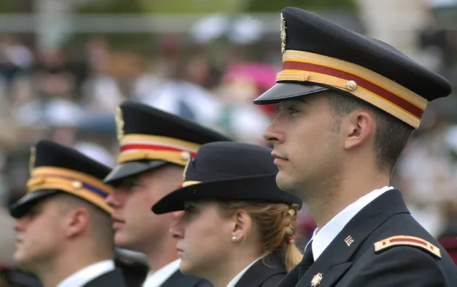 Four soldiers standing in uniform