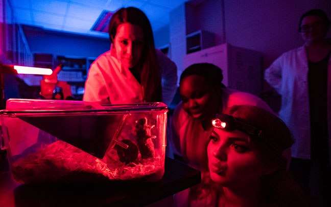 Dr Christina Ruby instructing students during a lab
