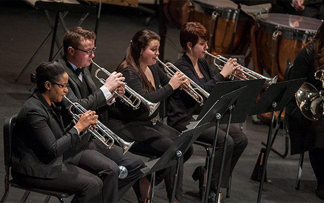 trumpet players playing together