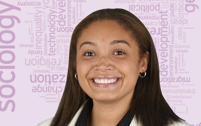 a female student in front of rose background image