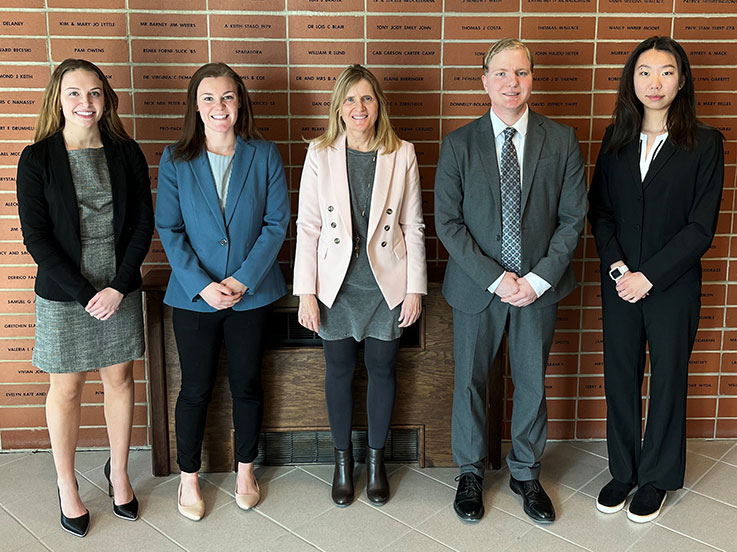 The 2022 SAA officers include: Kacy McKeel, senior vice president; Erin McGrath, president; Kim Anderson, faculty advisor; Matthew Gulyas, vice president of finance; and Yuxin Deng, vice president.