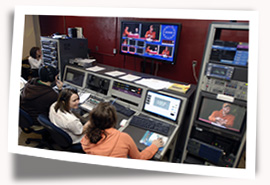 Students working in the WIUP TV station