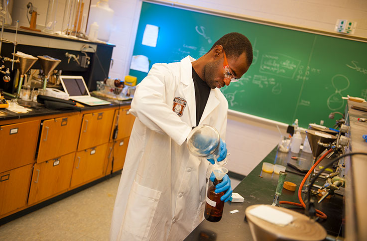 Student working in a chemistry lab