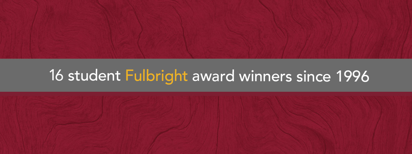 Infographic stating: 16 student Fulbright award winners since 1996