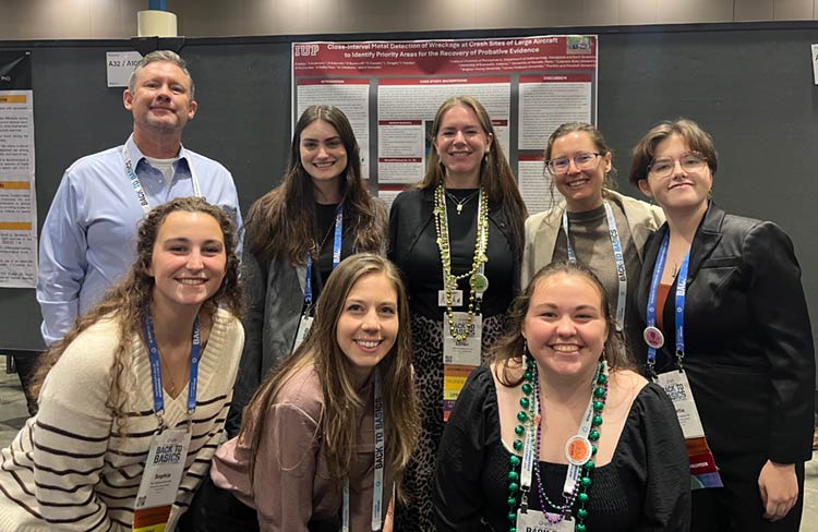 IUP students and a professor at the AAFS conference.