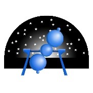 Drawing of a planetarium projector in a dome of stars.