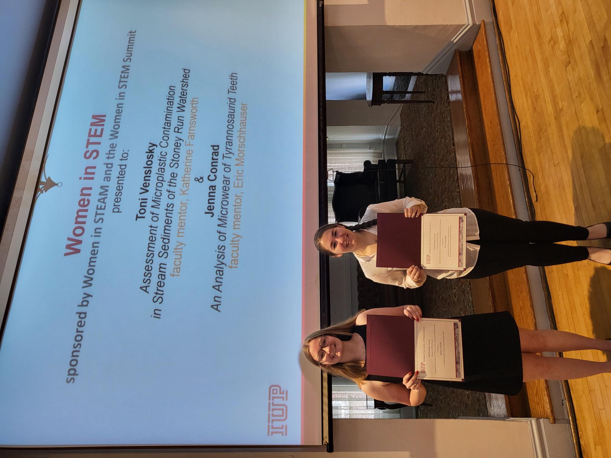 Student award winners Jenna Conrad and Toni Venslosky