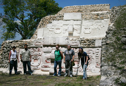 A group of students and a professor study cultures in Belize