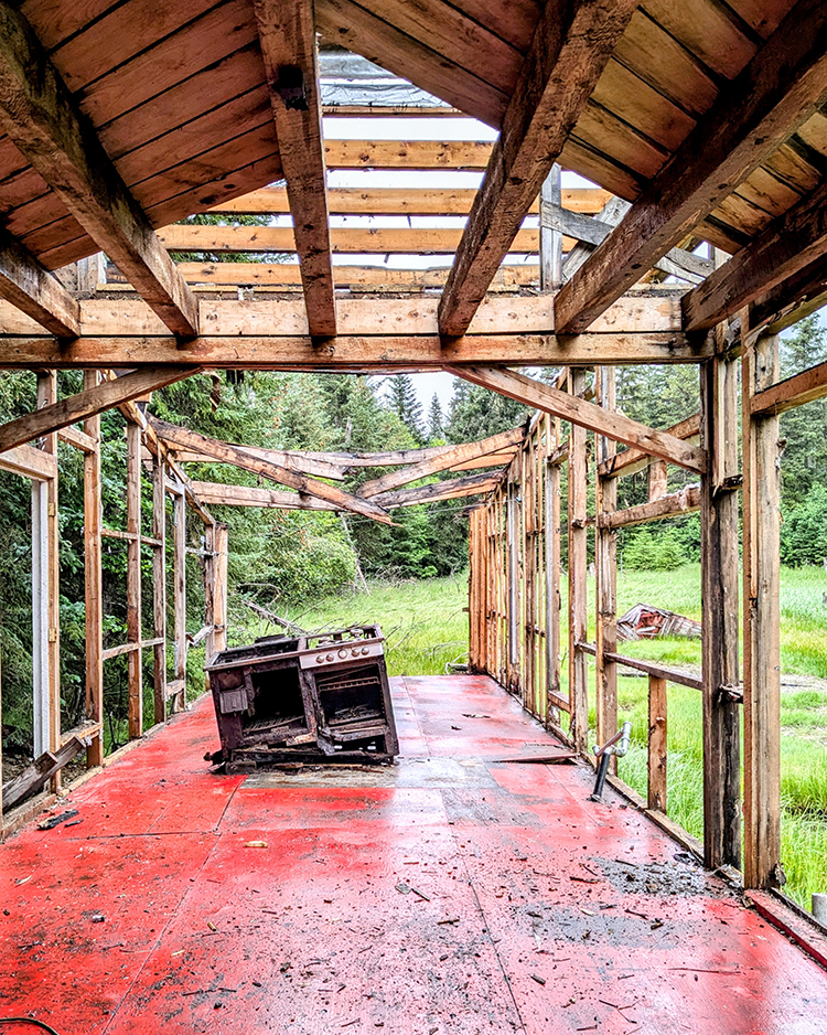 The remains of the cabin