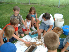 Julia Herbst working with students from the Blairsville Community Center Summer Arts Program