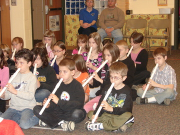 Apollo Ridge third and fouth graders playing homemade flutes Apollo Ridge third and fouth graders playing homemade flutes