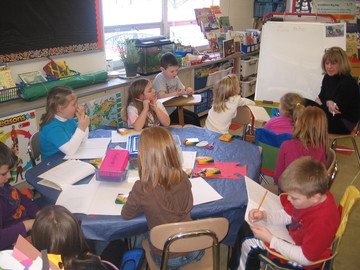 Clarabelle Van Niekerk working with students from Clarion Elementary School