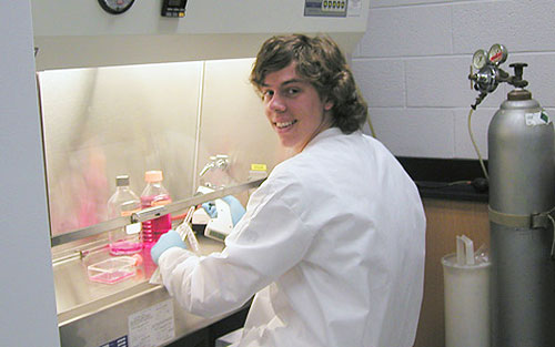Biology pre-medical student working in a lab
