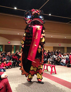 Lion dance at Chinese New Year party