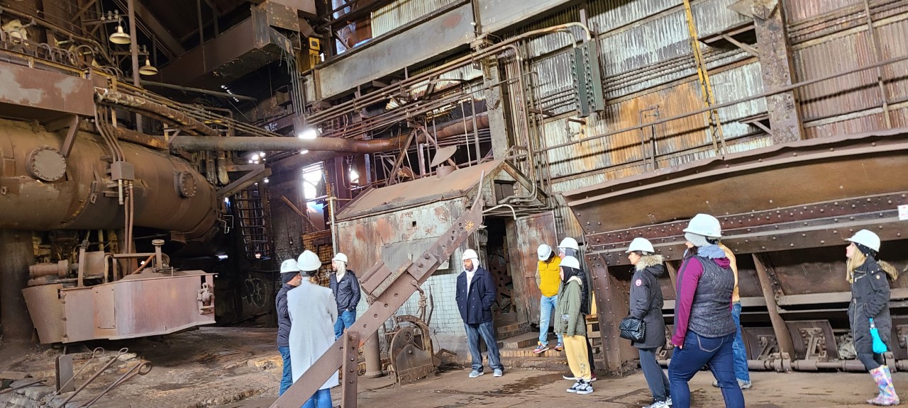 Eberly College tour of the blast furnace 