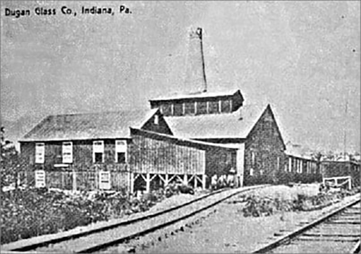 A picture of the Indiana glassworks from the early 1900s.