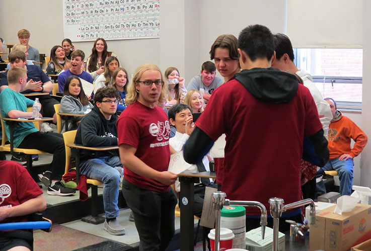 Students receiving their awards at the Physics Olympics
