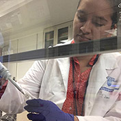Estefania Alba-Rodriguez in a lab at Hershey Medical Center
