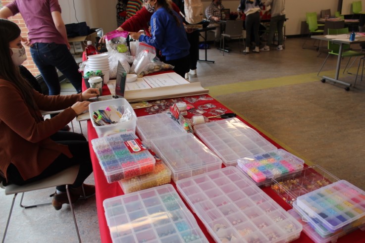 Activity and craft table at Destress Fest