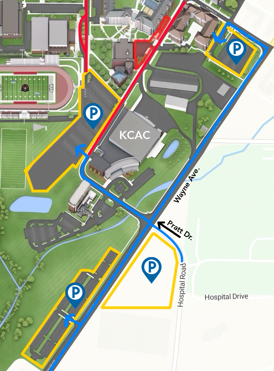 Parking directions for the IUP Winter Commencement ceremony