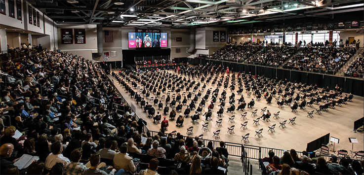 Overlook of the Commencement ceremony at the KCAC