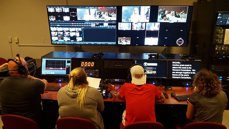 Comm Media students working at IUP-TV