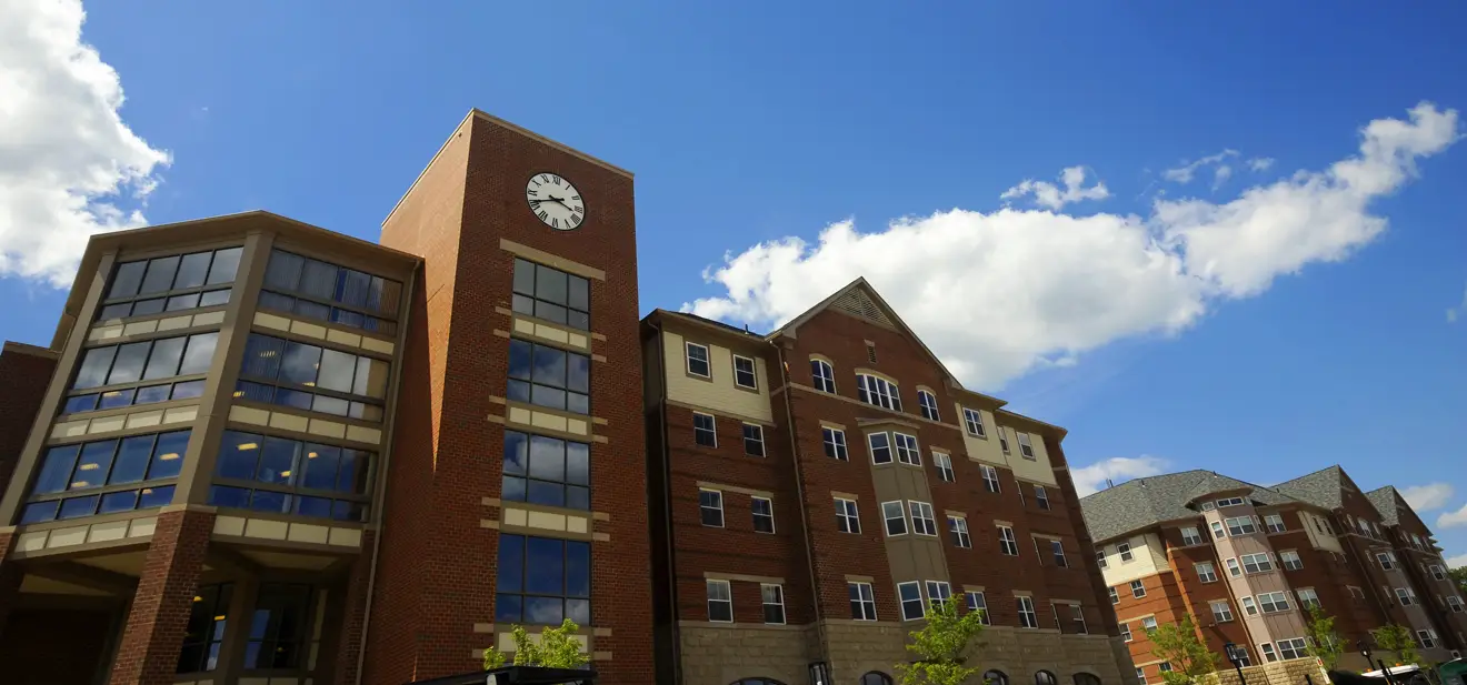 Exterior shot of the suites on maple east