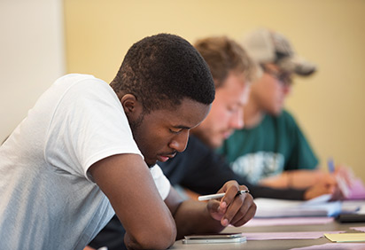 A student in a criminology classroom