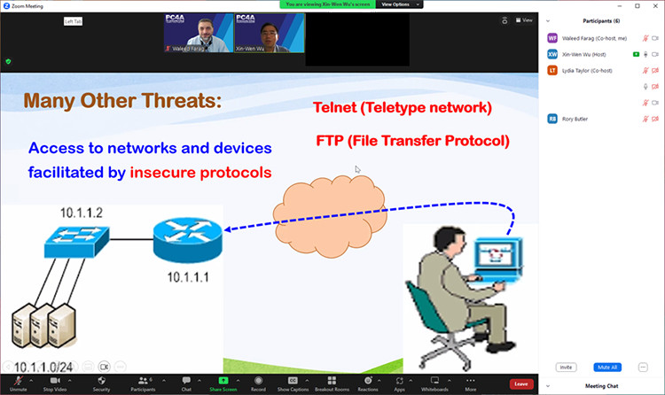 Presenter: Dr. Xin-Wen Wu, Associate Professor, University of Mary Washington | Topic: Network Defense