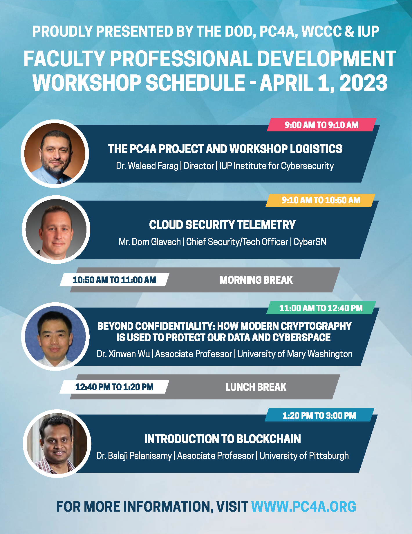 Schedule for the WCCC FDP Workshop