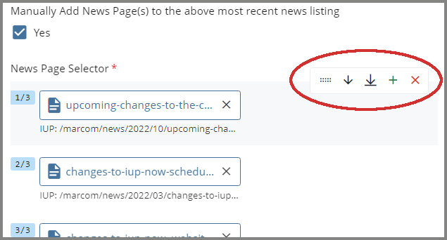 News selection option